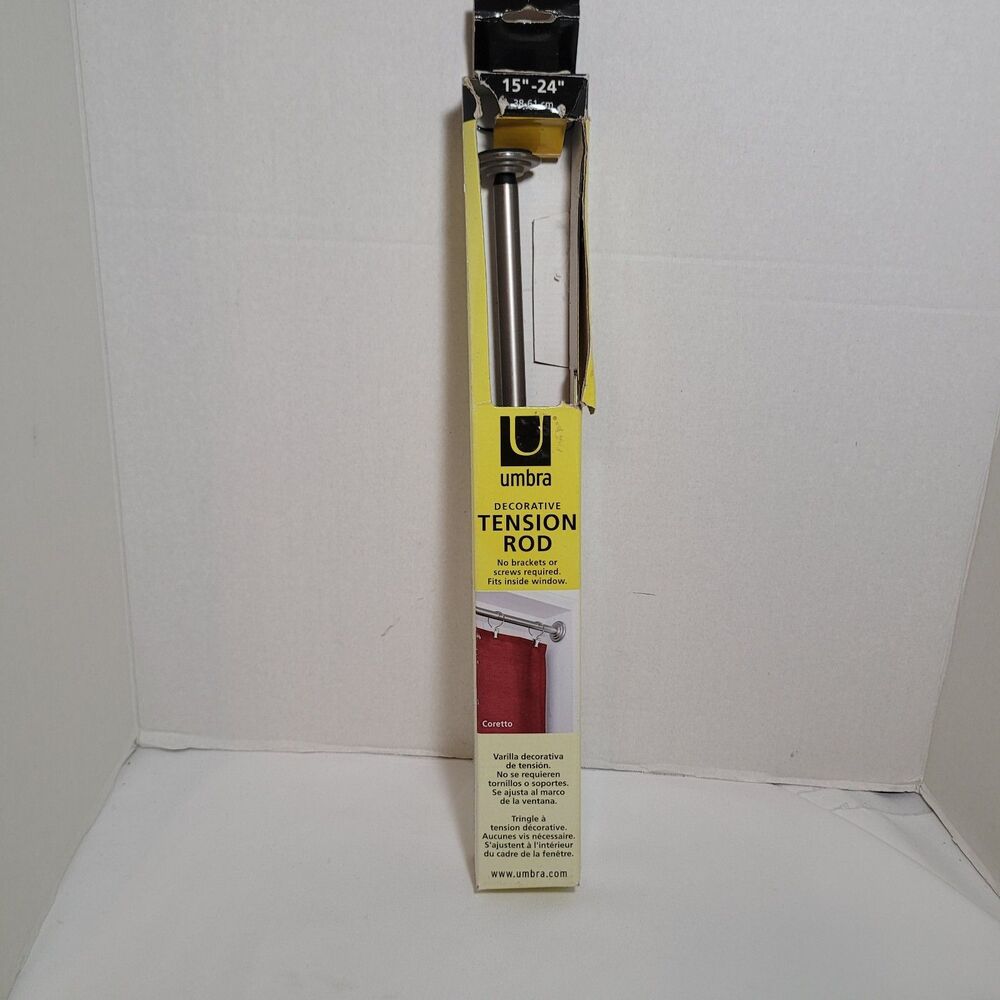 Umbra Coretto Decorative Tension Curtain Rod 15"-24" Pewter Damaged Box